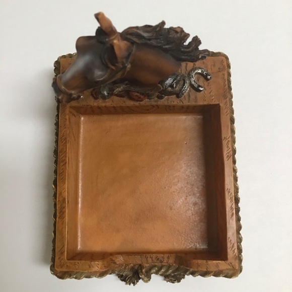 Equestrian Horse Desk SET Note Holder Paper Clip Cup Resin Rope Western Vintage - Picture 6 of 16